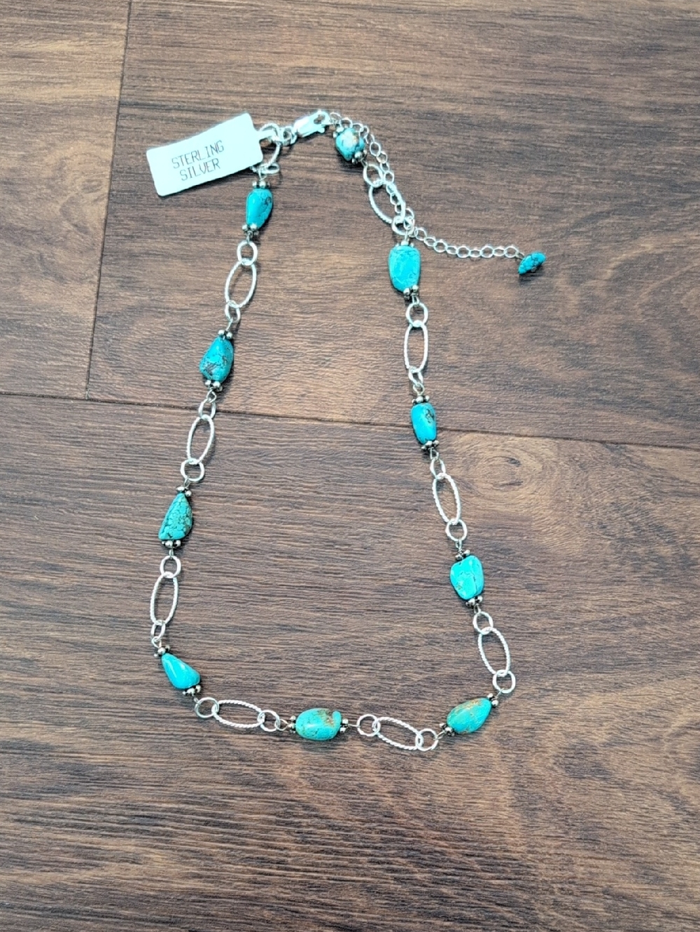 Turquoise Beaded  Sterling Silver Necklace - Women Jewelry